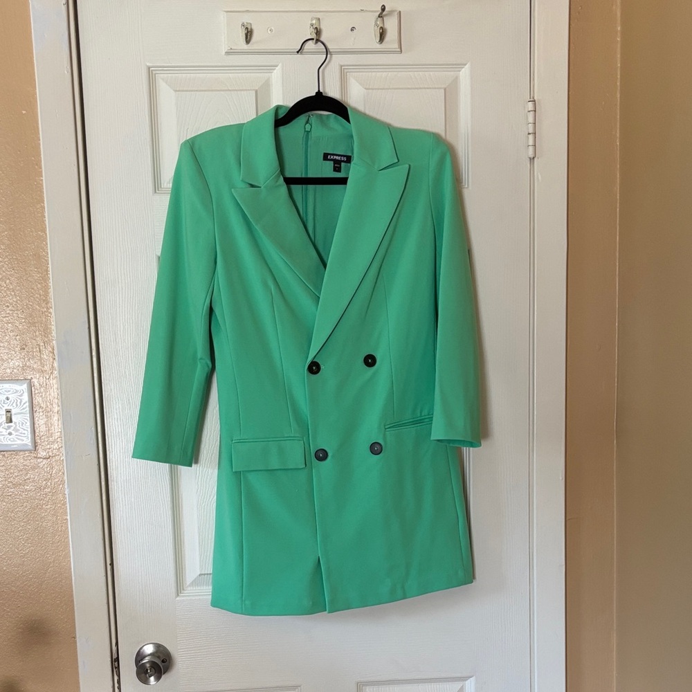 Express Green Double-Breasted Mini Dress